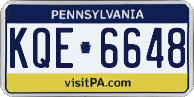 PA license plate KQE6648