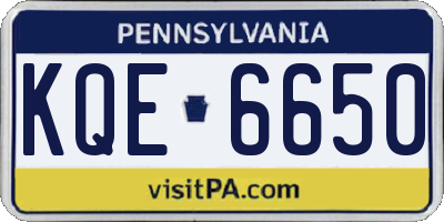 PA license plate KQE6650