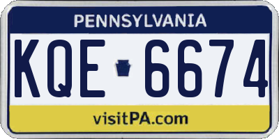 PA license plate KQE6674