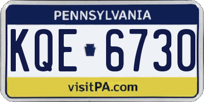 PA license plate KQE6730