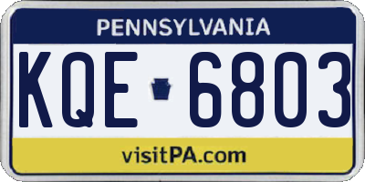 PA license plate KQE6803