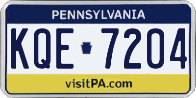 PA license plate KQE7204