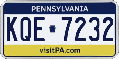 PA license plate KQE7232