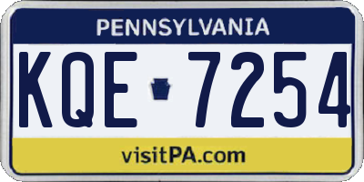 PA license plate KQE7254