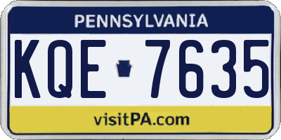 PA license plate KQE7635
