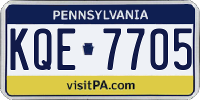 PA license plate KQE7705