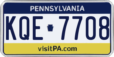 PA license plate KQE7708