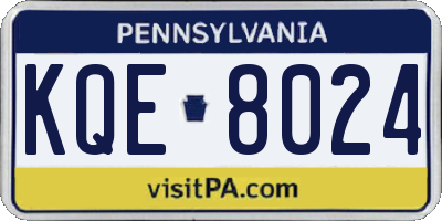 PA license plate KQE8024