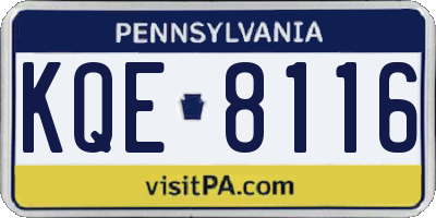 PA license plate KQE8116