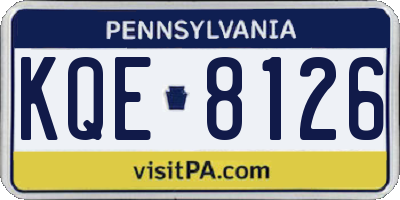 PA license plate KQE8126