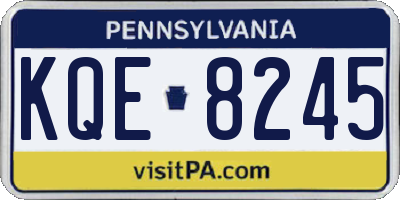 PA license plate KQE8245