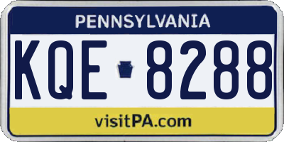 PA license plate KQE8288