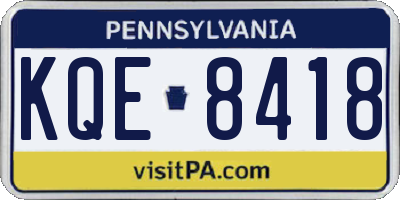 PA license plate KQE8418