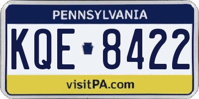 PA license plate KQE8422