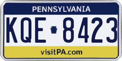 PA license plate KQE8423