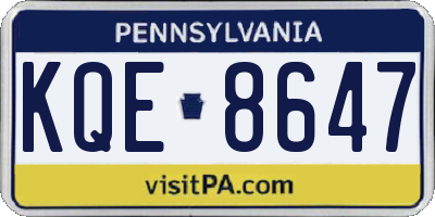 PA license plate KQE8647