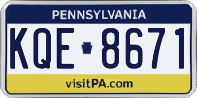 PA license plate KQE8671