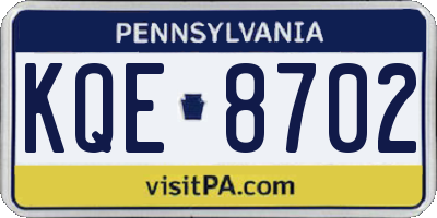 PA license plate KQE8702