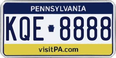 PA license plate KQE8888