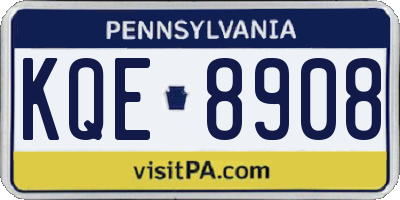 PA license plate KQE8908