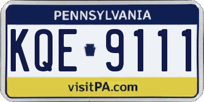 PA license plate KQE9111