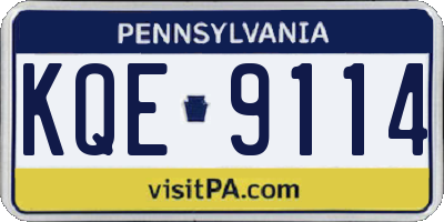 PA license plate KQE9114