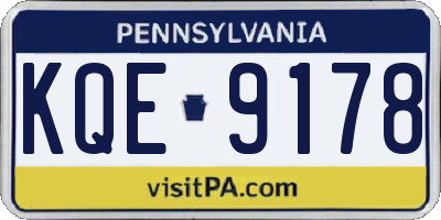 PA license plate KQE9178