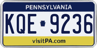 PA license plate KQE9236