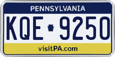 PA license plate KQE9250