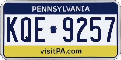 PA license plate KQE9257