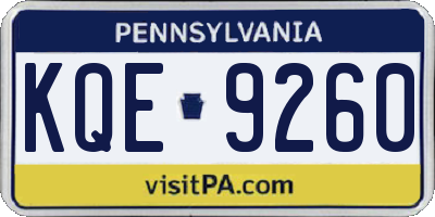 PA license plate KQE9260