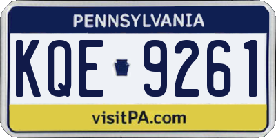PA license plate KQE9261