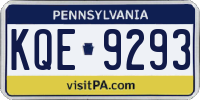 PA license plate KQE9293