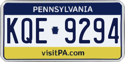 PA license plate KQE9294