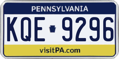 PA license plate KQE9296