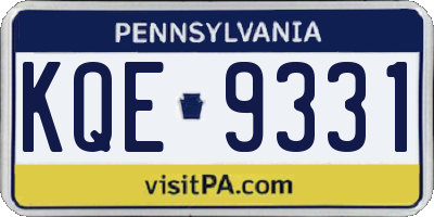 PA license plate KQE9331