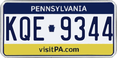 PA license plate KQE9344
