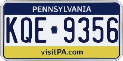 PA license plate KQE9356
