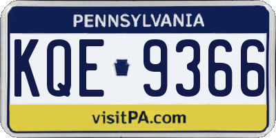 PA license plate KQE9366