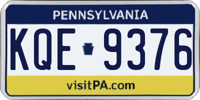 PA license plate KQE9376