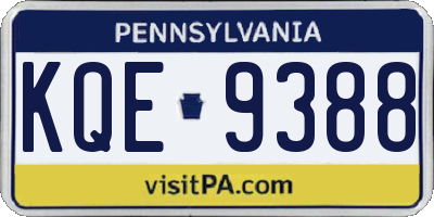 PA license plate KQE9388