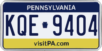 PA license plate KQE9404