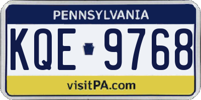 PA license plate KQE9768