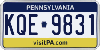 PA license plate KQE9831