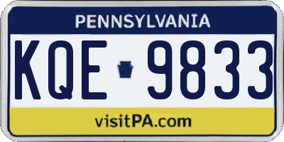 PA license plate KQE9833