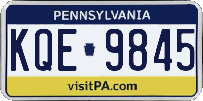 PA license plate KQE9845