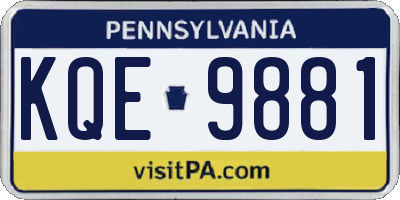 PA license plate KQE9881
