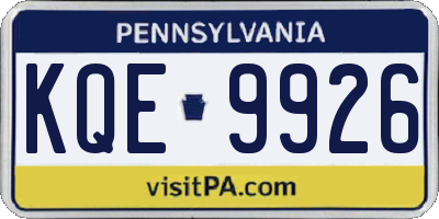 PA license plate KQE9926