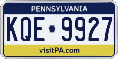 PA license plate KQE9927