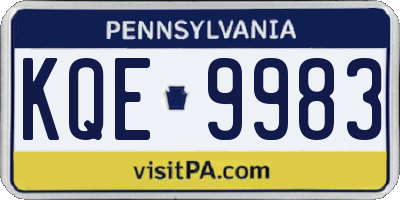 PA license plate KQE9983